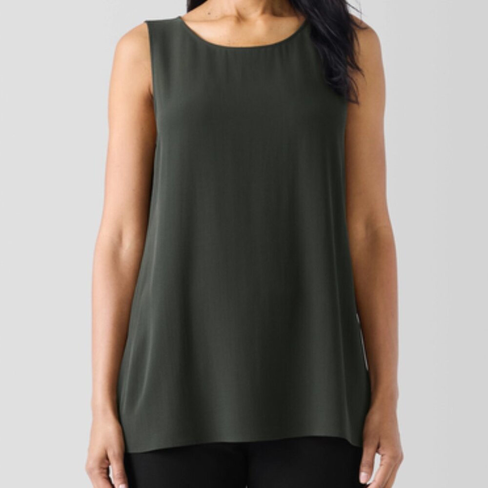 Eileen Fisher silk green tank top size XL